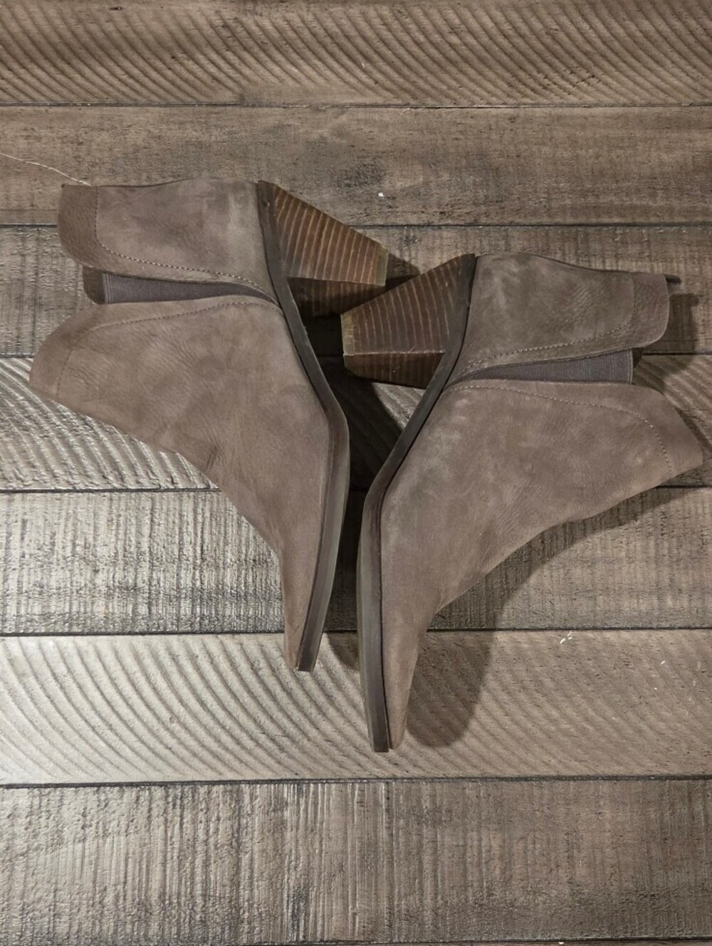 Lucky Brand Suede Ankle Boots with Stacked Heel sz 10